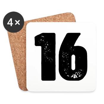 16 Zahl Trikot - Untersetzer (4er-Set) - Weiß - Vorne