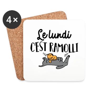 Le lundi c'est ramolli - Dessous de verre (lot de 4) - blanc - Devant