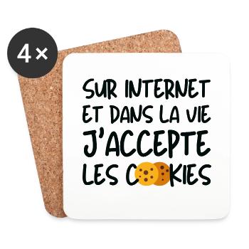 J'accepte les cookies - Dessous de verre (lot de 4) - blanc - Devant