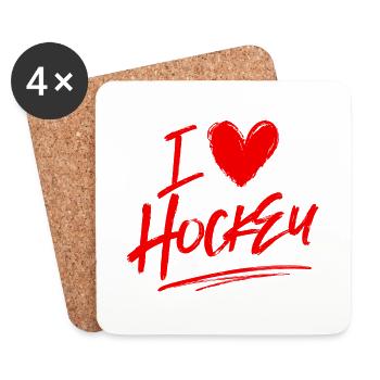 J’adore le hockey - Dessous de verre (lot de 4) - blanc - Devant
