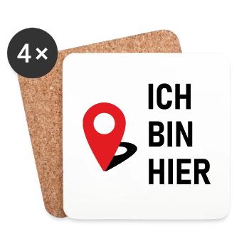 Ich bin hier 📍 - Untersetzer (4er-Set) - Weiß - Vorne