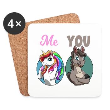 Unicorn You vs Me Funny Vergleich Rainbow - Untersetzer (4er-Set) - Weiß - Vorne