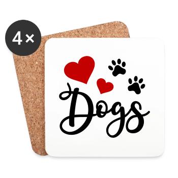Chien Patte Patte Patte Chien J’aime Chiens Coeur - Dessous de verre (lot de 4) - blanc - Devant