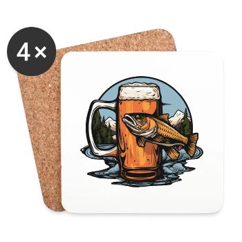 Fischen Bierglas Angeln Fischer Bier - Untersetzer (4er-Set) - Weiß - Vorne