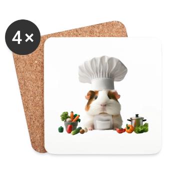 Chef Guinea Pig’s Gourmet Kitchen - Untersetzer (4er-Set) - Weiß - Vorne