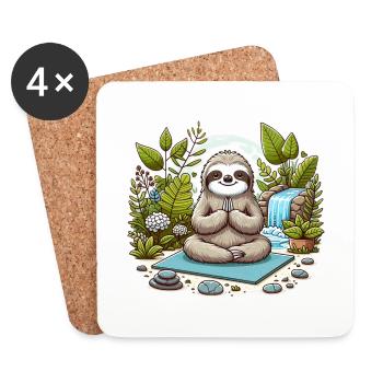 Yoga Relax Faultier Entspannen Chillen - Untersetzer (4er-Set) - Weiß - Vorne