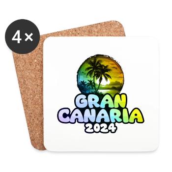 Gran Canaria 2024 Palmen Bunt - Untersetzer (4er-Set) - Weiß - Vorne