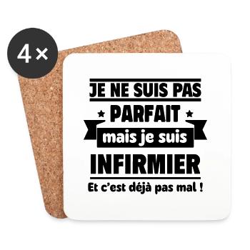 Je ne suis pas parfait, mais je suis infirmier - Dessous de verre (lot de 4) - blanc - Devant