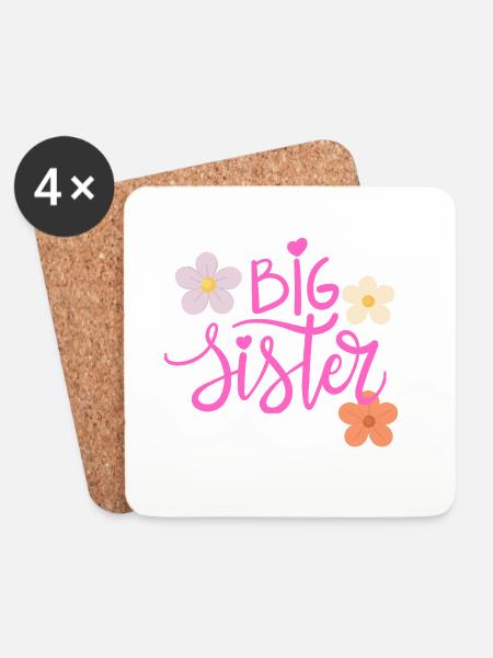 Big sister / Große Schwester T-Shirt - Untersetzer (4er-Set) - Weiß