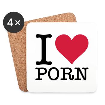 I love porn! - Coasters (set of 4) - white - Front