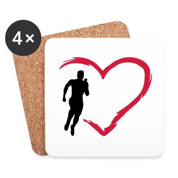 Coureur et coeur, cours - Dessous de verre (lot de 4) - blanc - Devant