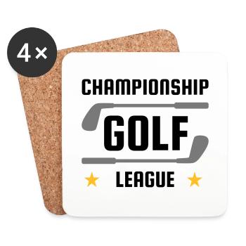 Championship golf league (Golfschläger, Sterne) - Untersetzer (4er-Set) - Weiß - Vorne