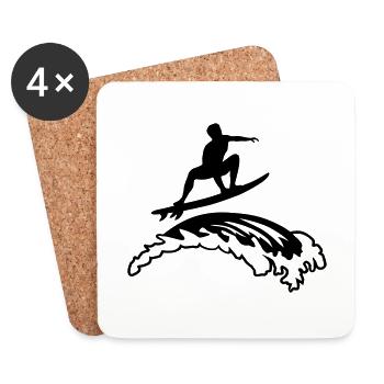 Surfers on wave - Coasters (set of 4) - white - Front