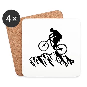 Mountainbiking, Mountainbiker, Radfahren und Berge - Untersetzer (4er-Set) - Weiß - Vorne