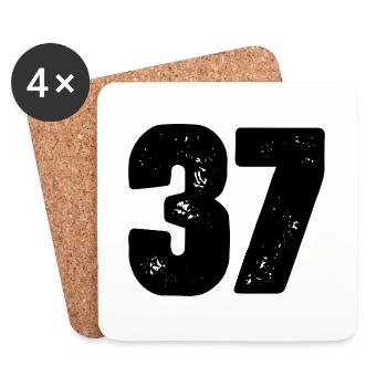 37 Number jersey - Coasters (set of 4) - white - Front
