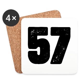 57 Zahl Trikot - Untersetzer (4er-Set) - Weiß - Vorne