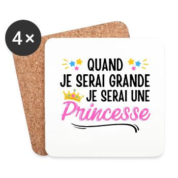 Quand je serai grande je serai une princesse - Dessous de verre (lot de 4) - blanc - Devant