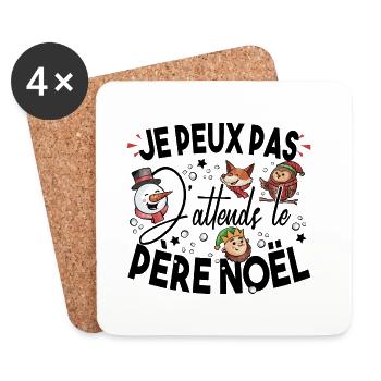 Père Noël Je Peux Pas Christmas Bébé Enfant - Dessous de verre (lot de 4) - blanc - Devant