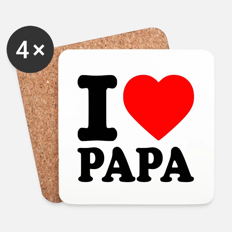 I love papa - Untersetzer (4er-Set) - Weiß