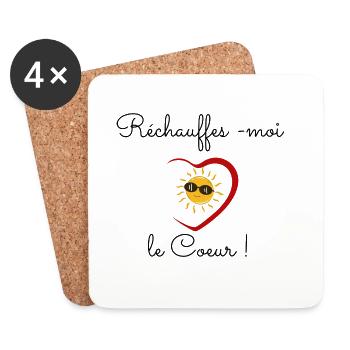 Réchauffes-moi le coeur - Dessous de verre (lot de 4) - blanc - Devant
