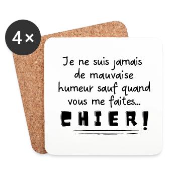 Vous me faites chier | Idée cadeau - Dessous de verre (lot de 4) - blanc - Devant