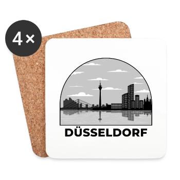 Dusseldorf City Skyline Germany Dusseldorf - Coasters (set of 4) - white - Front