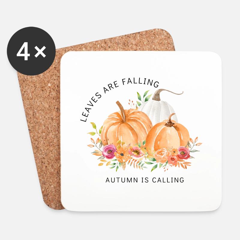 Leaves are Falling - Autum is calling - Untersetzer (4er-Set) - Weiß