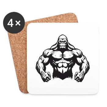 Salle de sport Gorilla Muscles Fitness - Dessous de verre (lot de 4) - blanc - Devant