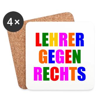 Lehrer gegen rechts - Untersetzer (4er-Set) - Weiß - Vorne