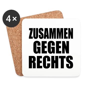 Zusammen gegen rechts - Untersetzer (4er-Set) - Weiß - Vorne