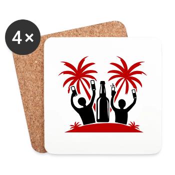 Île, Fête, Célébration, Bière - Dessous de verre (lot de 4) - blanc - Devant