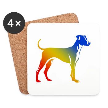 Whippet Hund Bunt - Untersetzer (4er-Set) - Weiß - Vorne