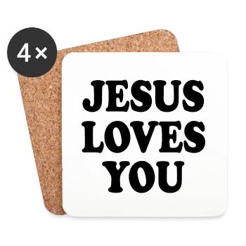 Jesus loves you - Coasters (set of 4) - white - Front