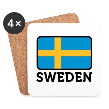 National flag of Sweden - Coasters (set of 4) - white - Front