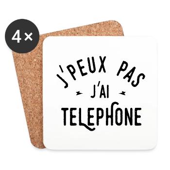 J'PEUX PAS J'AI TELEPHONE - Dessous de verre (lot de 4) - blanc - Devant