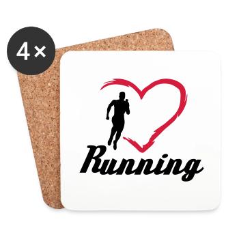 Coureur et coeur, cours - Dessous de verre (lot de 4) - blanc - Devant