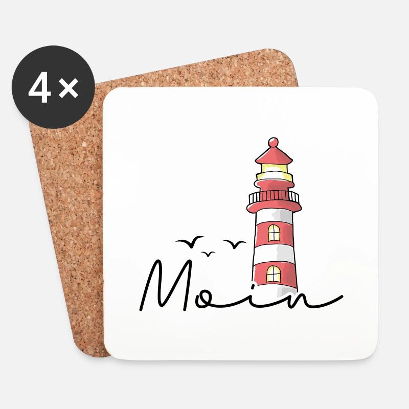 Leuchtturm Aquarell Moin Norddeutschland - Untersetzer (4er-Set) - Weiß