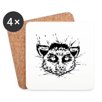 Lemur Head - Coasters (set of 4) - white - Front