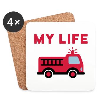 My life (fire truck with ladder) - Coasters (set of 4) - white - Front