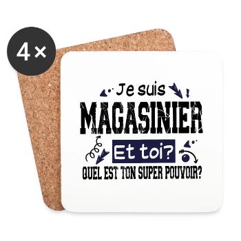 Magasinier Homme Cadeau Métier Vintage Mug T-shirt - Dessous de verre (lot de 4) - blanc - Devant