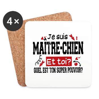 Maître-Chien Cadeau Métier Homme Femme T-shirt Mug - Dessous de verre (lot de 4) - blanc - Devant