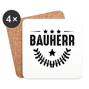Bauherr Haus Bau - Untersetzer (4er-Set) - Weiß - Vorne