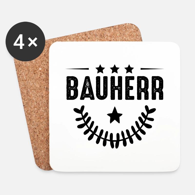 Bauherr Haus Bau - Untersetzer (4er-Set) - Weiß