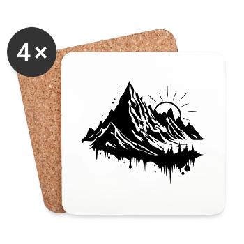 Mountains Silhouette Nature Symbol - Coasters (set of 4) - white - Front