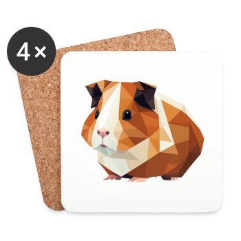 Meerschweinchen Origami Geometrisch - Untersetzer (4er-Set) - Weiß - Vorne