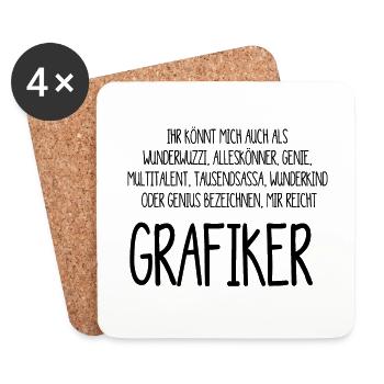 Grafiker, Künstler - Alleskönner, Genie, - Untersetzer (4er-Set) - Weiß - Vorne