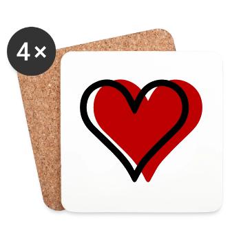 Symbole de l’amour du cœur - Dessous de verre (lot de 4) - blanc - Devant