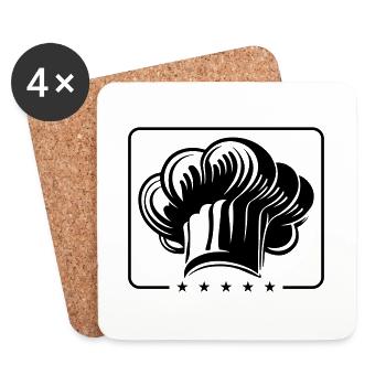 Kochmütze Koch Symbol - Untersetzer (4er-Set) - Weiß - Vorne