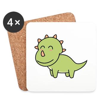 Dinosaure tricératops bande dessinée - Dessous de verre (lot de 4) - blanc - Devant