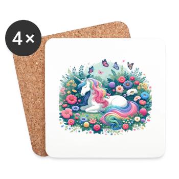 Botanist Unicorn in a Magical Garden - Untersetzer (4er-Set) - Weiß - Vorne